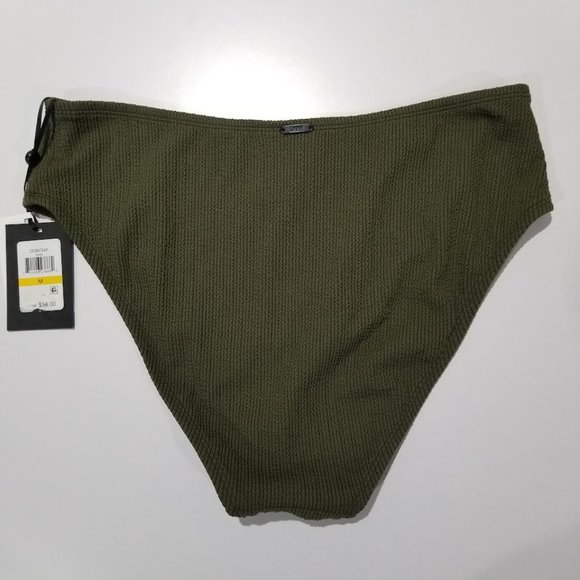 DKNY Textured High-Waist Bikini Bottom Moss Micro Size Medium - Picture 5 of 6